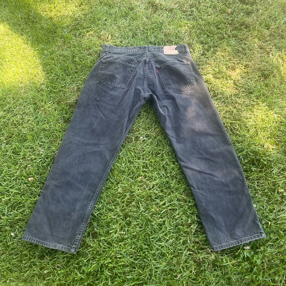 90s Y2K VINTAGE LEVIS 501 DENIM BUTTON FLY BLACK JEANS SPLATTER 36 - Picture 12 of 13